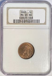 1893 P Indian Head cent NGC MS-65 RB could be ms66