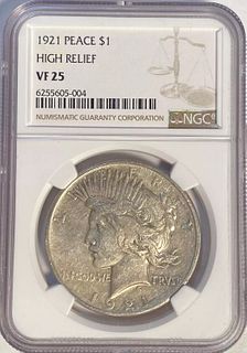1921 P Peace Dollar NGC VF-25 HIGH RELIEF