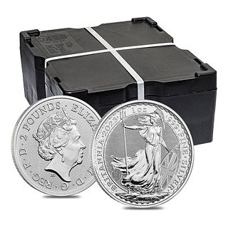 Monster Box of 500 - 2023 Great Britain 1 oz Silver Britannia Coin .999 Fine BU (20 Rolls  Tube of 25)