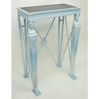 20th Century Empire style Painted Metal Console Table with Slate Top/Insert.