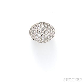 18kt Gold, Platinum, and Diamond Dome Ring