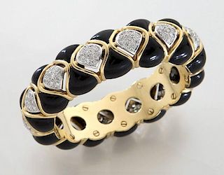 18K gold, diamond and onyx bracelet