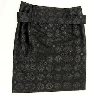 Prada Italian Black and Metallic Sheen Pattern Skirt.