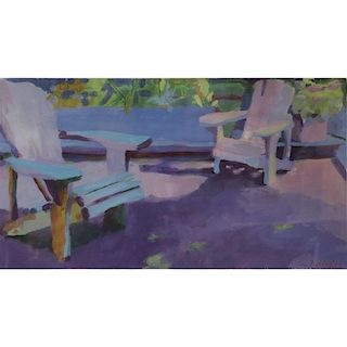 Tom Dooley, American (20th Century) Watercolor on Paper, "Deck Chairs"