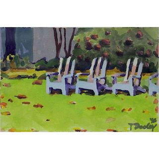 Tom Dooley, American (20th Century) Watercolor on Paper, "Adirondack Chairs"
