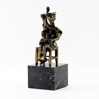 Salvador Dali, Spanish (1904-1989) Patinated Bronze Sculpture "Seated Don Quixote" on Marble Base
