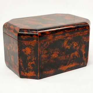 Large Vintage Karl Springer Lacquer Jewelry Box with Suede Lining.
