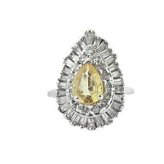 14k Gold Yellow Sapphire Diamond Ballerina Ring