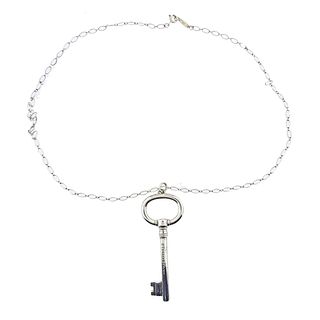 Tiffany & Co Stelring Silver Key Pendant Link Necklace