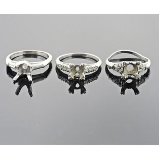 Midcentury Platinum Diamond Engagement Ring Lot 3pc