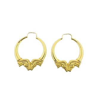 18k Gold Horse Head Hoop Earrings