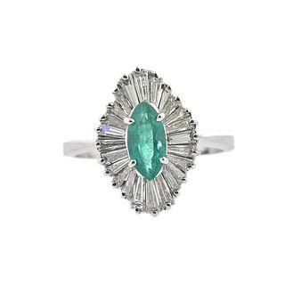 14k Gold Emerald Diamond Ballerina Ring