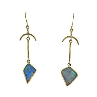 Barneys New York Designer Opal 18k Gold Drop Earrings