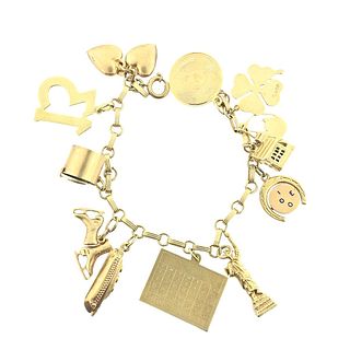 Vintage 14k Gold Multi Charm Bracelet