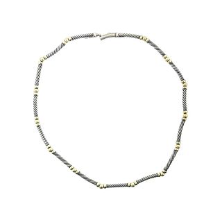 David Yurman Silver 14k Gold Cable Necklace