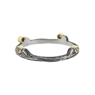 Sarah Graham Black Chrome Cobalt 18k Gold Diamond Band Ring