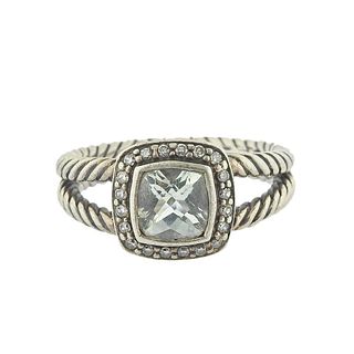 David Yurman Albion Silver Diamond Prasiolite Ring