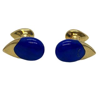14k Gold Lapis Lazuli Inlay Cufflinks