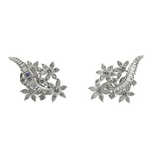 1950s Midcentury Platinum Diamond Earrings