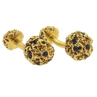 1960s Tiffany & Co. Sapphire 14k Gold Cufflinks