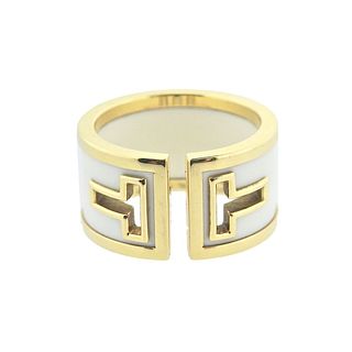 Tiffany & Co Ceramic T Cutout 18k Gold Band Ring