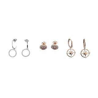 Kallati Gold Diamond Gemstone Earrings Lot of 3