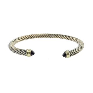 David Yurman Cable Silver 14k Gold Onyx Bracelet