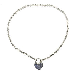 Tiffany & Co Silver Heart Padlock Pendant Necklace 