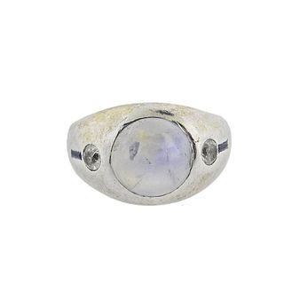 14k Gold Diamond Sapphire Gypsy Ring