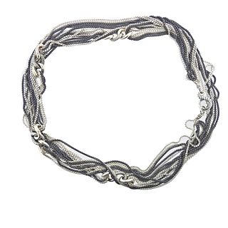 
David Yurman Blackened Silver Long Curb Multi Row Necklace
