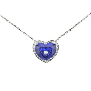 Chopard Happy Diamonds 18K Gold Diamond Sapphire Heart Pendant Necklace