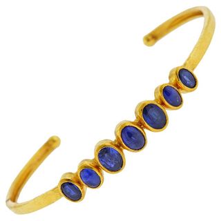 Gurhan Amulet Hue Gold Sapphire Cuff Bracelet