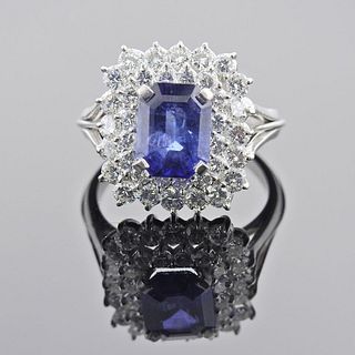 Platinum Diamond Sapphire Cocktail Ring