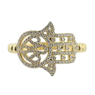 Messika Fatma Hamsa Hand of Gold Diamond Yellow Gold Ring