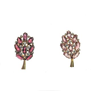 18k Gold Pink Tourmaline Diamond Earrings