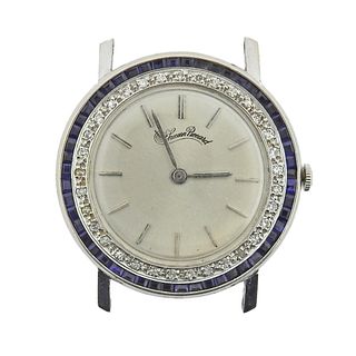 Vintage Lucien Piccard 14k Gold Diamond Sapphire Manual Wind Watch