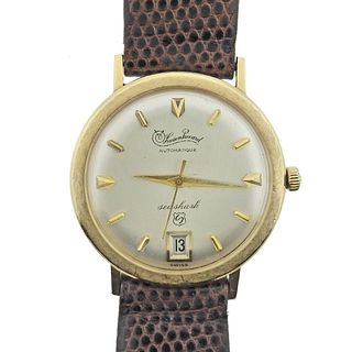 Vintage Lucien Piccard Seashark 14k Gold Automatic Watch 10944