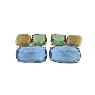 Marco Bicego Murano Gold Topaz Green Tourmaline Stud Earrings