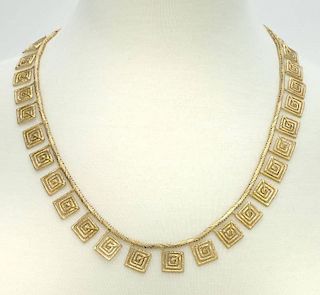18K gold Lalaounis Greek key style necklace.