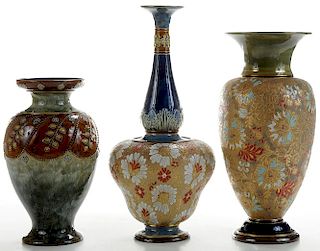 Three Doulton Vases, One Art Nouveau