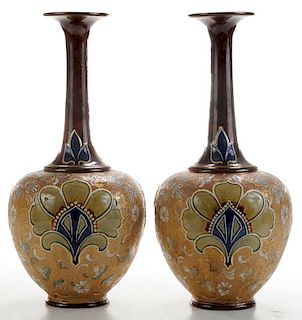 Large Pair Doulton Art Nouveau Vases