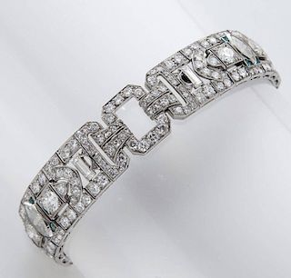 Art Deco diamond, emerald and black onyx bracelet