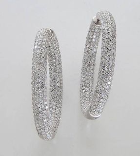18K and diamond hoop earrings