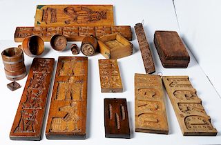 Sixteen Assorted Wooden Molds