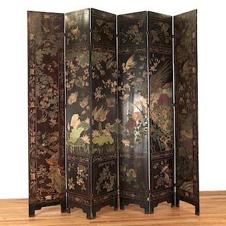 Huge Chinese 6-panel coromandel lacquer screen