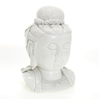 Chinese blanc-de-chine bust of Guanyin