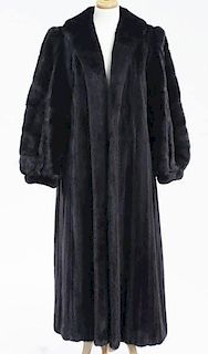 Galanos black onyx mink fur full length coat