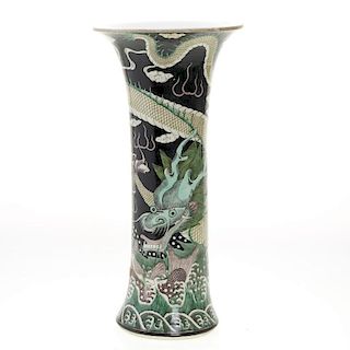 Chinese famille noir porcelain Gu vase