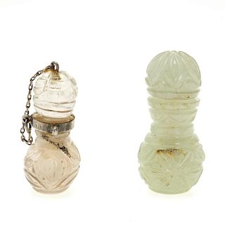 (2) Antique Chinese jade and rock crystal perfumes