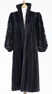 Galanos black onyx mink fur full length coat